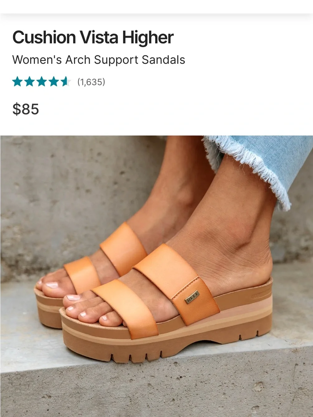 Reef Women's Cushion Vista Higher Sandals in Natural - Picture 8 of 8